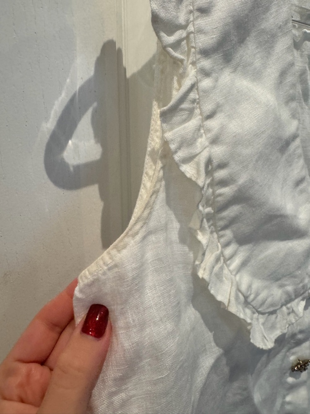 Zara Cream Ruffle Collar Button Tank - Picture 5 of 5